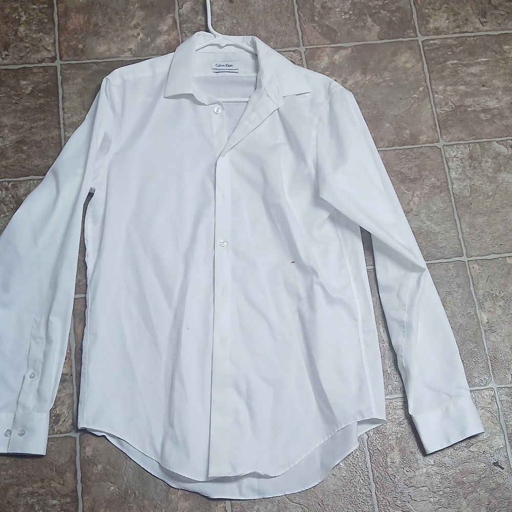 GUC Calvin Klein white button dresshirt non-iron slim fit size 15 1/2 - Picture 1 of 5